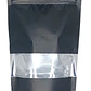 50 Bolsas 10x15x3 cm Doypack Aluminio Negro con Ventana - Miniatura 2