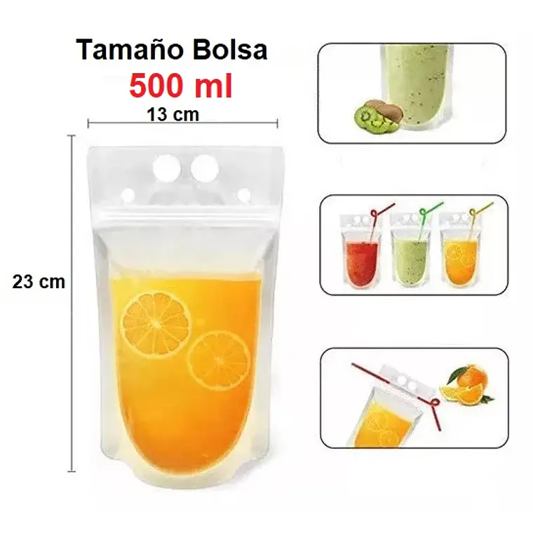 50 Bolsas Doypack 13x23x6 cm para Bebidas 500 ml 2