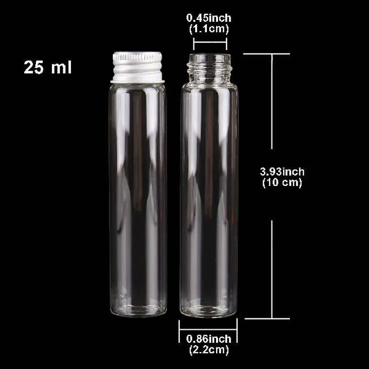 12 Frascos Vidrio 22x100 mm Tapa Rosca 25 ml 1