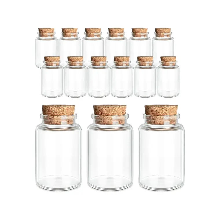 12 Mini Frascos 30x50 mm Vidrio Corcho 20 ml 1