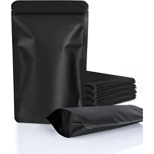 50 Bolsas 14x20x4 Cm De Aluminio Negro Mate Sin Ventana