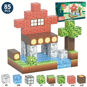 Set 85 Bloques De Construcción Magnéticos Minecraft