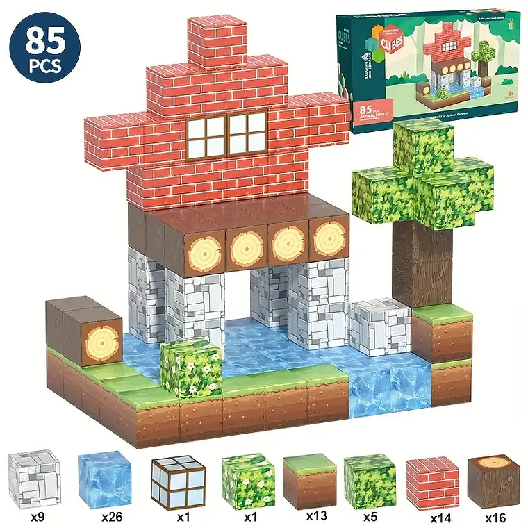 Set 85 Bloques De Construcción Magnéticos Minecraft 1