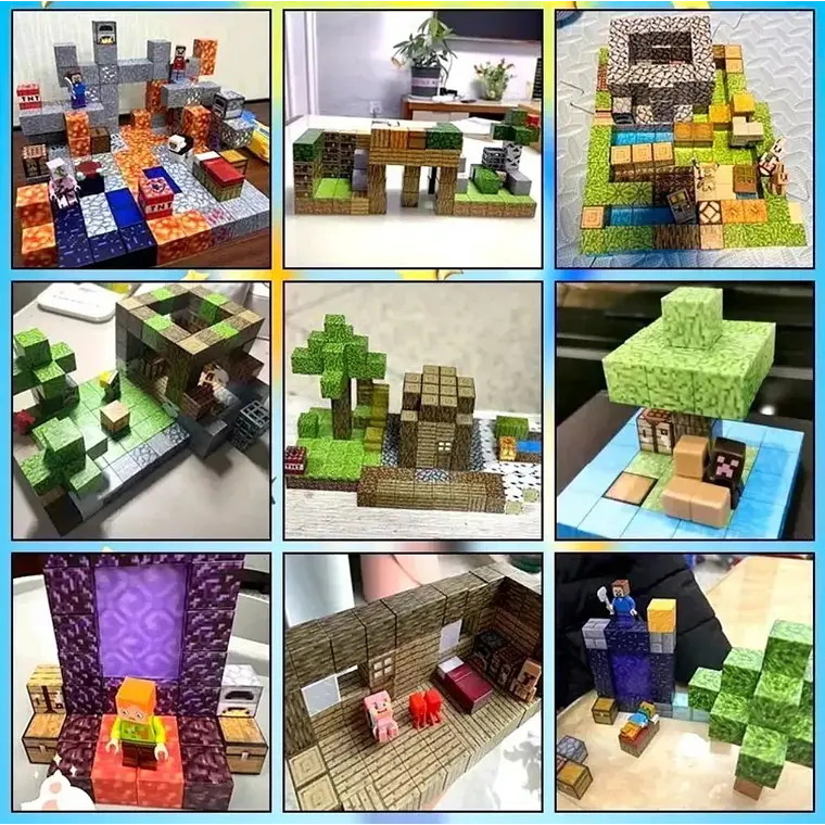 Set 60 Bloques Minecraft Magnéticos Pixeleados 5