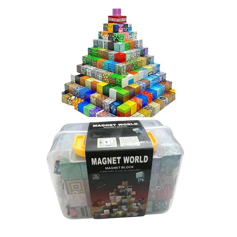 Set 96 Bloques Minecraft Magnéticos En Caja Organizadora 2