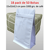 Embalaje 900 bolsas para 1000 grs de cafe Aluminio Blanco