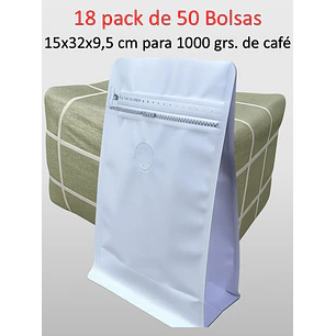 Embalaje 900 bolsas para 1000 grs de cafe Aluminio Blanco