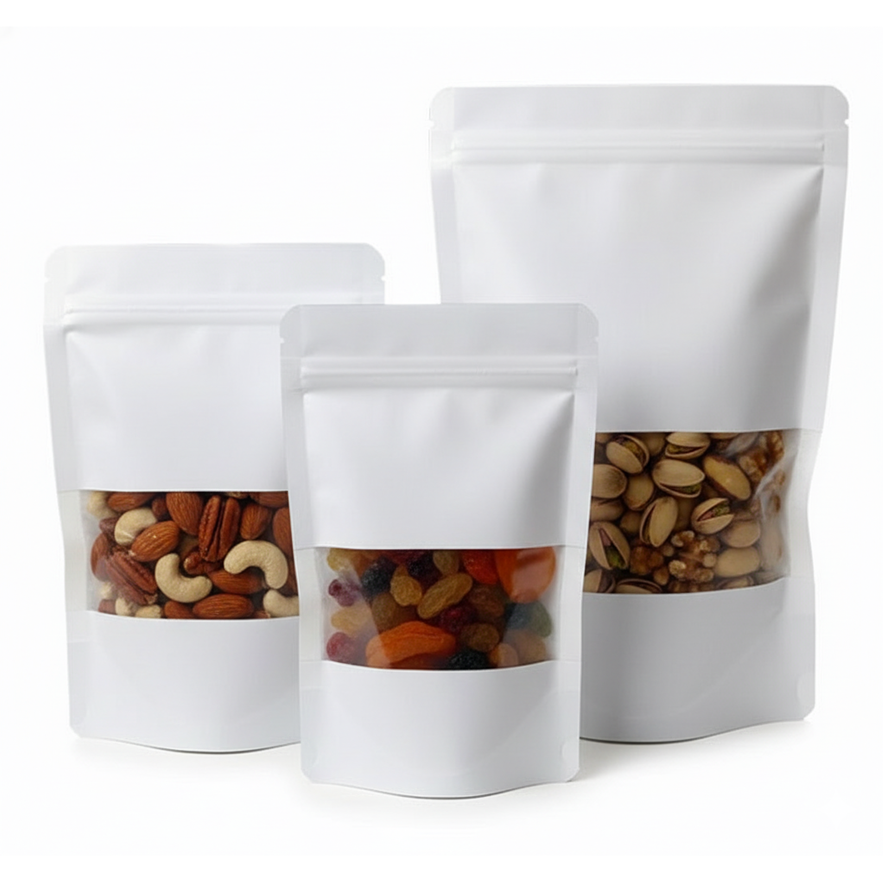 50 Bolsas Kraft 12x20x4 cm Blanco cierre hermético