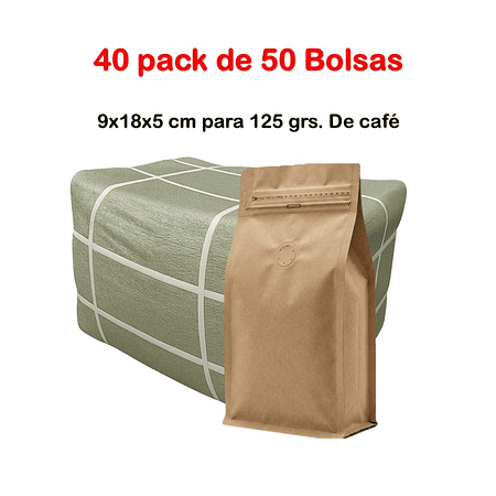 Embalaje 2000 bolsas para 125 grs. de café Kraft con Aluminio