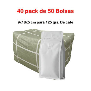 Embalaje 2000 bolsas para 125 grs. de café Aluminio Blanco