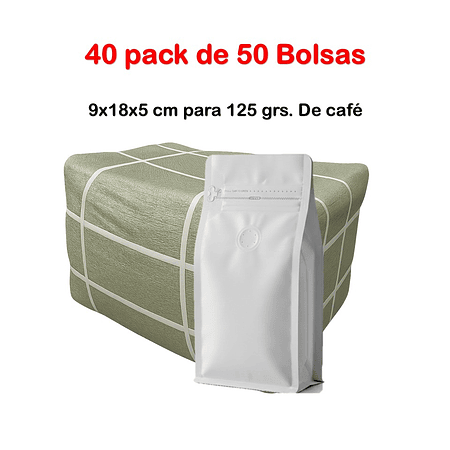 Embalaje 2000 bolsas para 125 grs. de café Aluminio Blanco