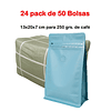 Embalaje 1200 bolsas para 250 grs de café Aluminio Celeste