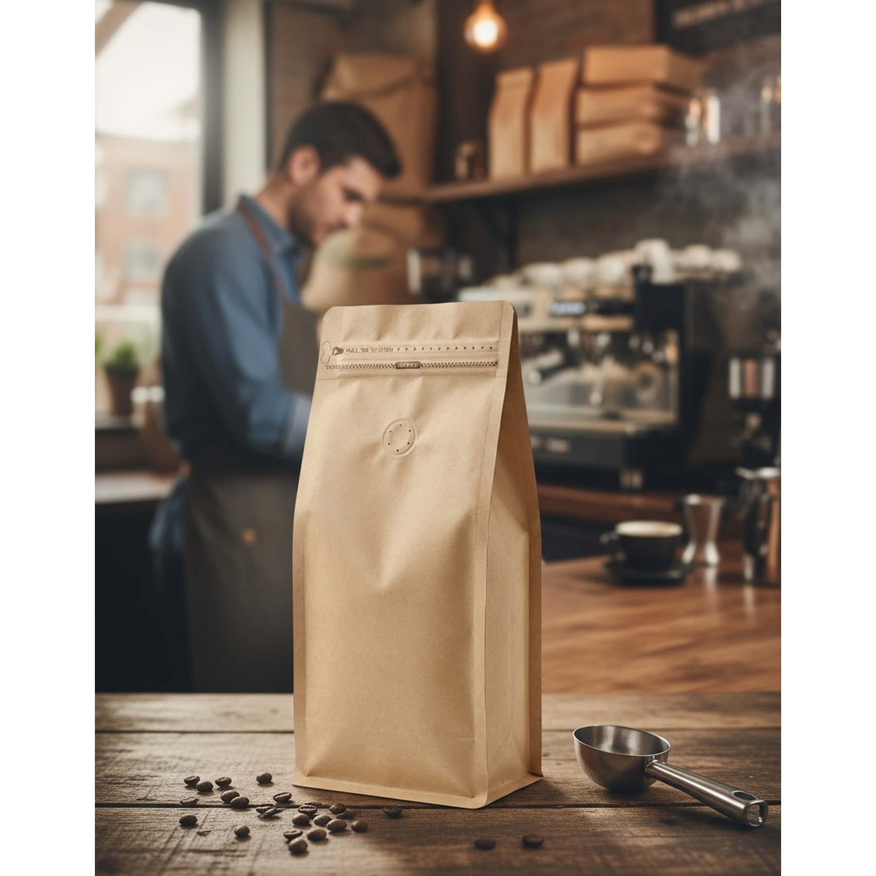 Embalaje 900 bolsas para 1000 grs de café Kraft con aluminio