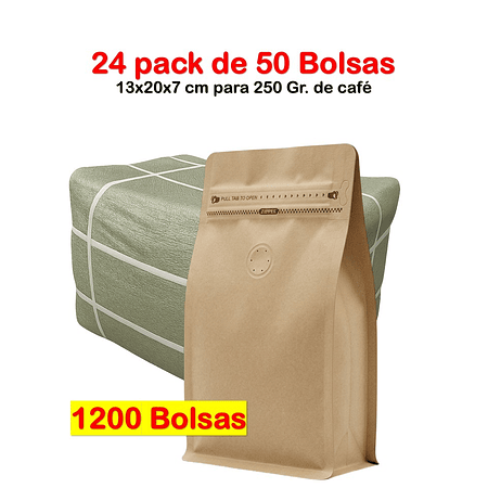 Embalaje 1200 bolsas para 250 grs de café Kraft con Aluminio