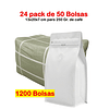 Embalaje 1200 bolsas para 250 grs de cafe Aluminio blanco