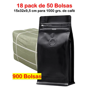 Embalaje 900 bolsas para 1000 grs de cafe Aluminio Negro