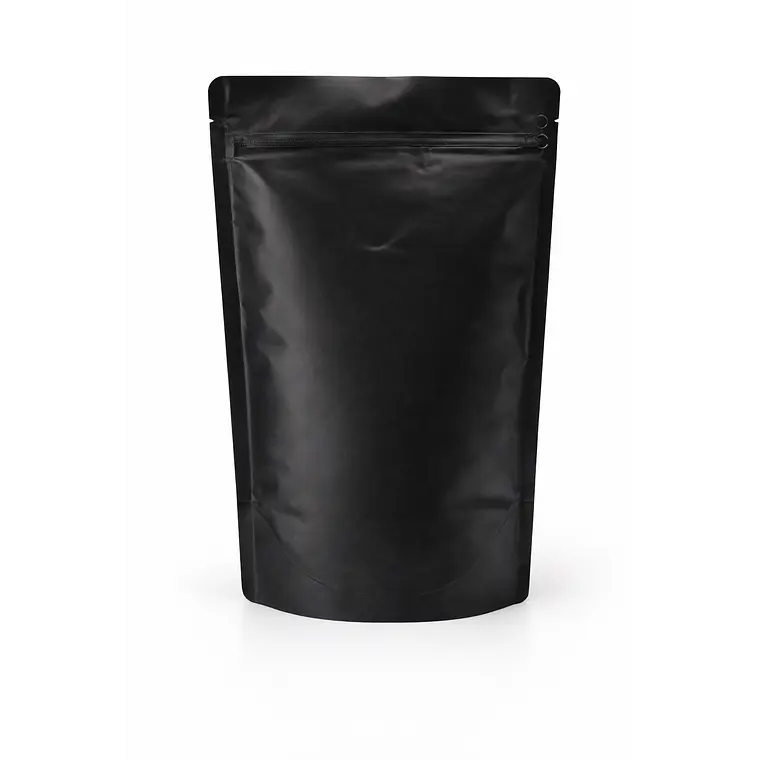 50 Bolsas Doypack 13x21x4 cm Aluminio Negro con Válvula  2