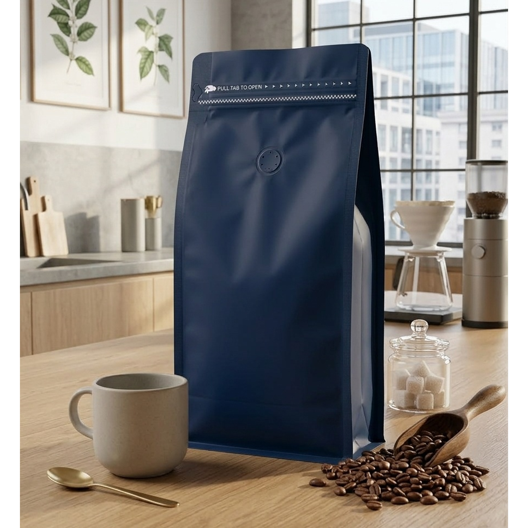 50 Bolsas 15x32x9,5 cm Aluminio Azul con Válvula