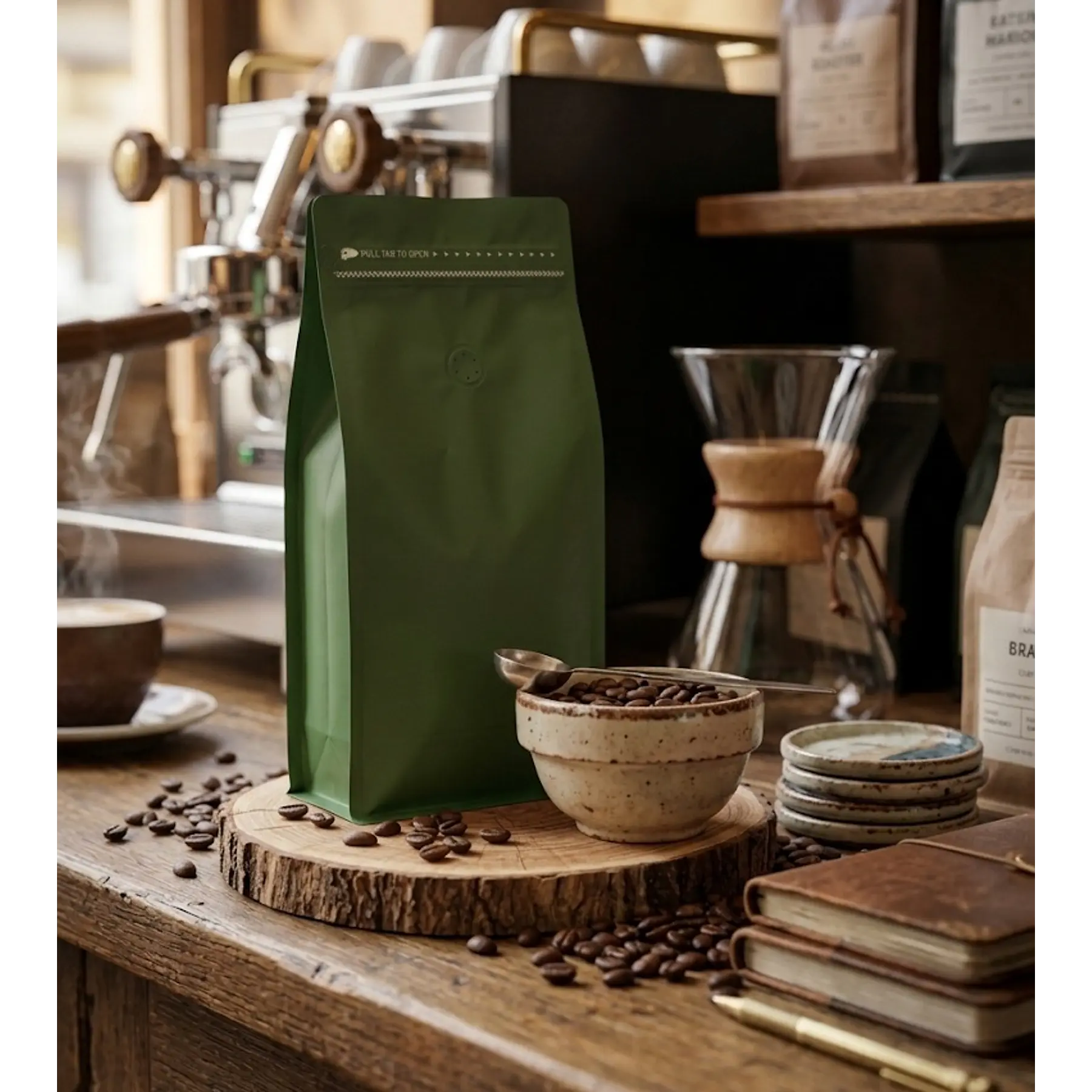 25 Bolsas 15x32x9,5 cm Aluminio Verde con Válvula