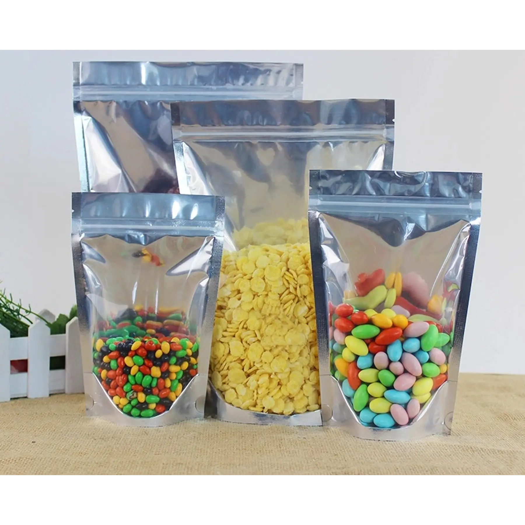 50 Bolsas Doypack 25x35x5 Cm Aluminio Full Ventana