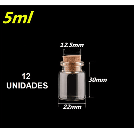 12 Mini Frascos 22x30 mm Vidrio Corcho 5 ml