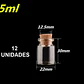 12 Mini Frascos 22x30 mm Vidrio Corcho 5 ml - Miniatura 2