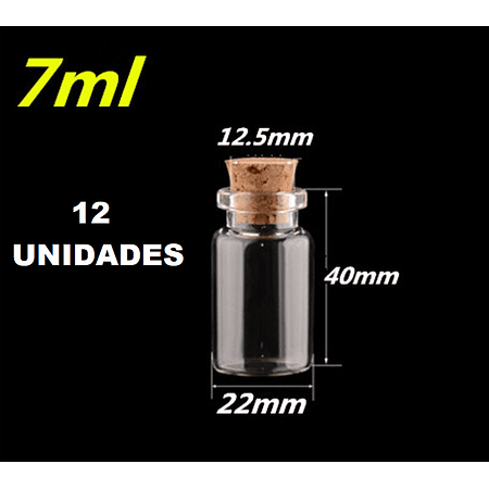 12 Mini Frascos 22x40 mm Vidrio Corcho 7 ml