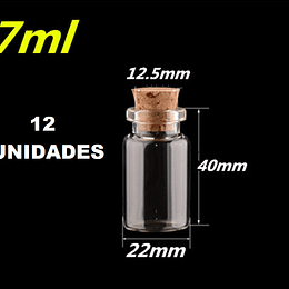 12 Mini Frascos 22x40 mm Vidrio Corcho 7 ml