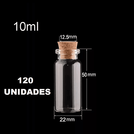 120 Mini Frascos 22x50 mm Vidrio Corcho 10 ml