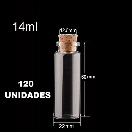 120 Mini Frascos 22x60 mm Vidrio Corcho 14 ml