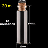 12 Mini Frascos 22x80 mm Vidrio Corcho 20 ml