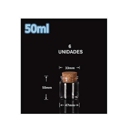 6 Frascos Vidrio Corcho 47x50 mm 50 ml