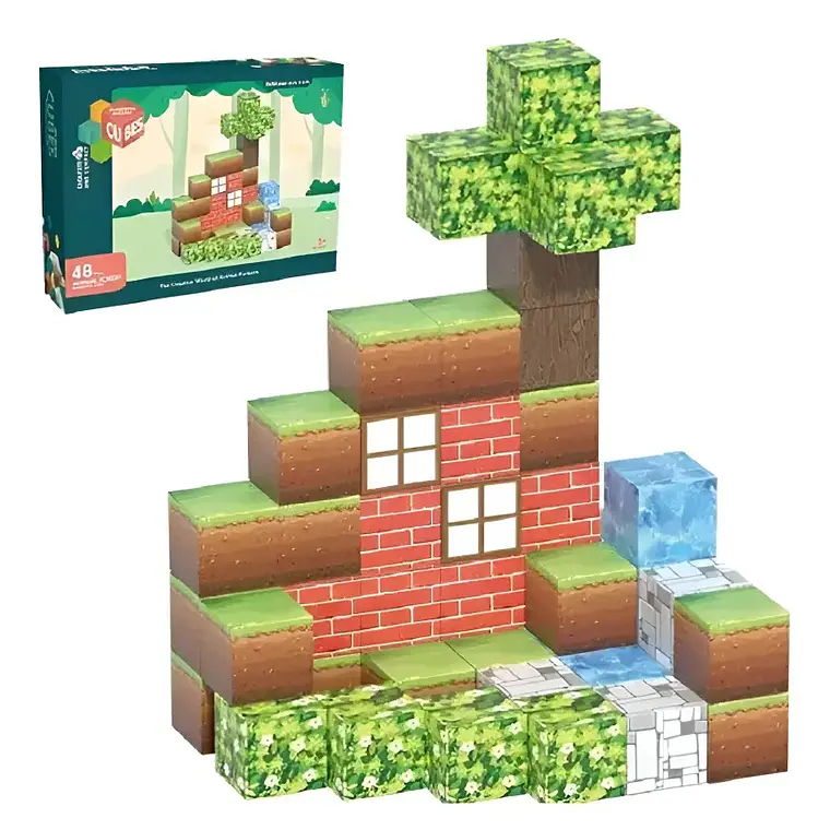Set 48 Bloques De Construcción Magnéticos Minecraft 1