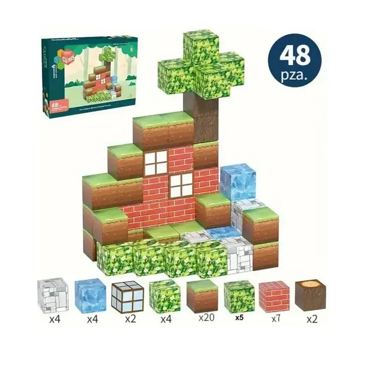 Set 48 Bloques De Construcción Magnéticos Minecraft 2