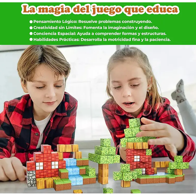 Set 75 Bloques De Construcción Magnéticos Minecraft 4