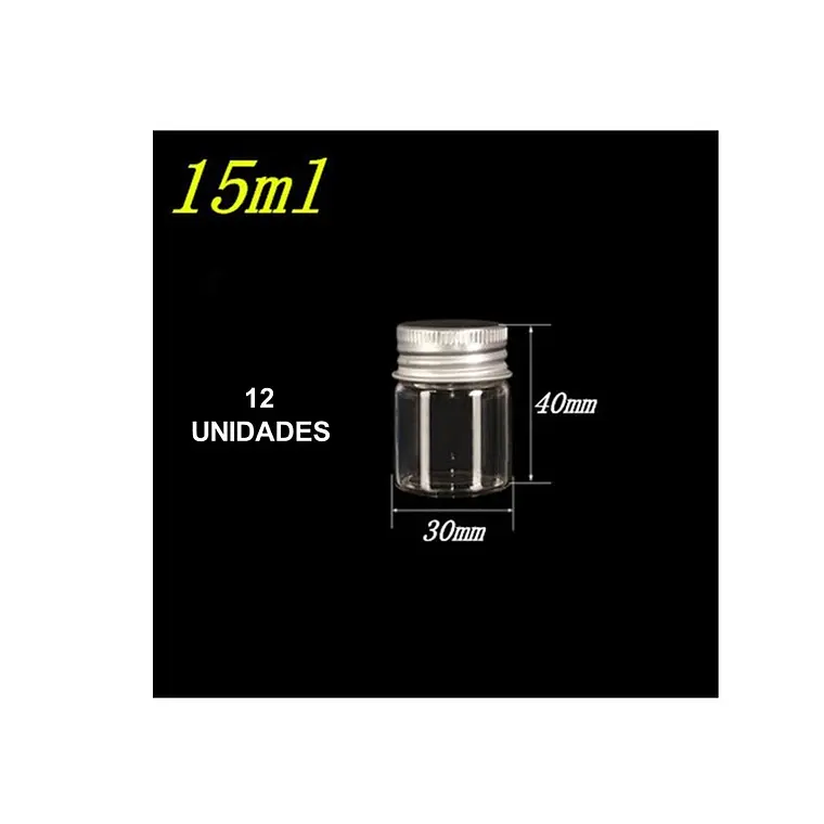 12 Frascos De Vidrio 30x40 mm Tapa Rosca 15 ml 2