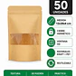 50 Bolsas papel Kraft 12x20x4 cm con ventana cierre hermético - Miniatura 1