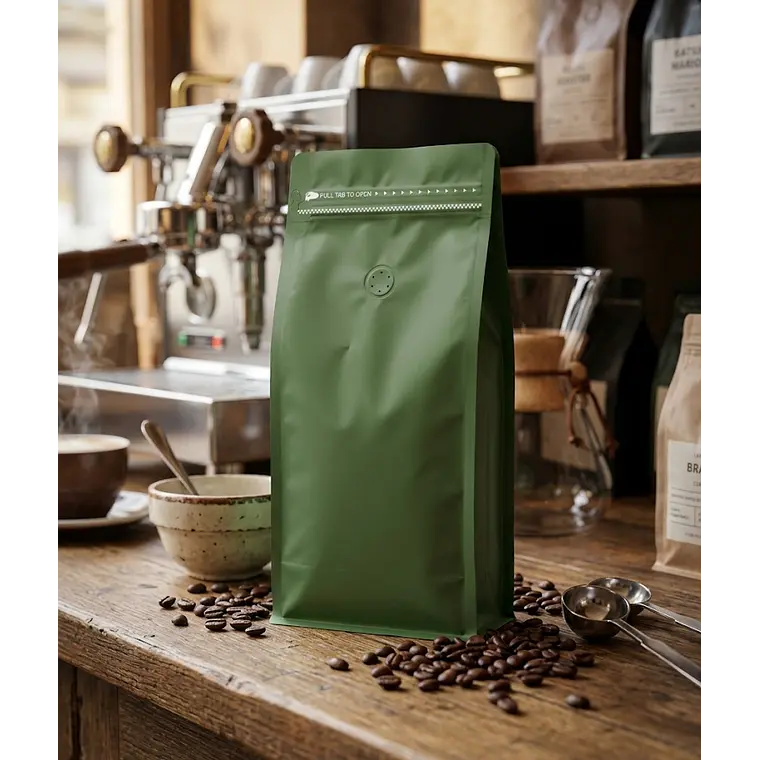 Embalaje 1000 Bolsas Metalizadas Color Verde 15x32x9,5 cm para 1 Kilo de Café 4