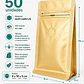 50 Bolsas Doypack 9x18x5 cm Metalizadas color Dorado con Válvula para 125 Grs. de Café - Miniatura 1