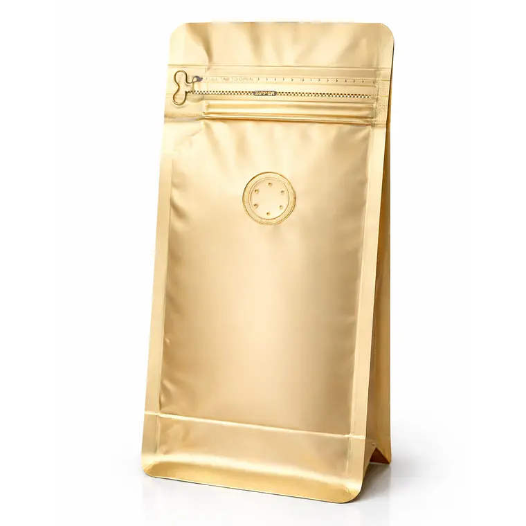 Embalaje 2000 bolsas Metalizadas color Dorado para 125 grs. de café 2