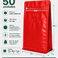 50 Bolsas Doypack 13x20x7 cm Metalizadas Color Rojo con Válvula para 250 Grs. de Café - Miniatura 1