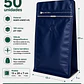 50 Bolsas Doypack 13x20x7 cm Metalizadas Color Azul con Válvula para 250 Grs. de Café - Miniatura 1