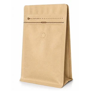 50 Bolsas Doypack 13x20x7 cm Kraft con Aluminio y Válvula para 250 Grs. de Café