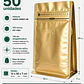 50 Bolsas Doypack 13x20x7 cm Metalizadas Color Dorado con Válvula para 250 Grs. de Café - Miniatura 1