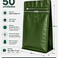 50 Bolsas Doypack 13x20x7 cm Metalizadas Color Verde con Válvula para 250 Grs. de Café - Miniatura 1