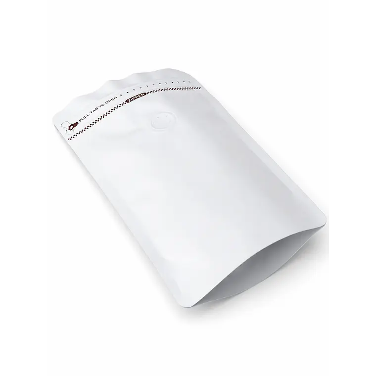 50 Bolsas Doypack 15x23x5 cm Metalizadas Color Blanco con Válvula para 250 Grs. de Café 5
