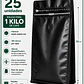 25 Bolsas Doypack 15x32x9,5 cm Metalizadas Color Negro con Válvula para 1 Kg de Café - Miniatura 1