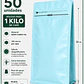 50 Bolsas Doypack 15x32x9,5 cm Metalizadas Color Celeste con Válvula para 1 Kg de Café - Miniatura 1