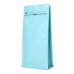 50 Bolsas Doypack 15x32x9,5 cm Metalizadas Color Celeste con Válvula para 1 Kg de Café
