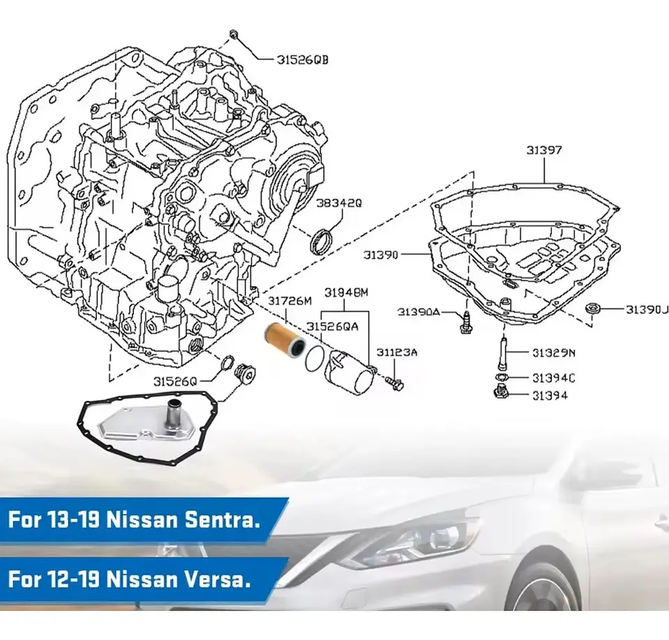 Filtro Kit Caja Automatica Suzuki Swift , Nissan Sentra Versa Kicks March Note 1.6 Cvt Jf015e 2